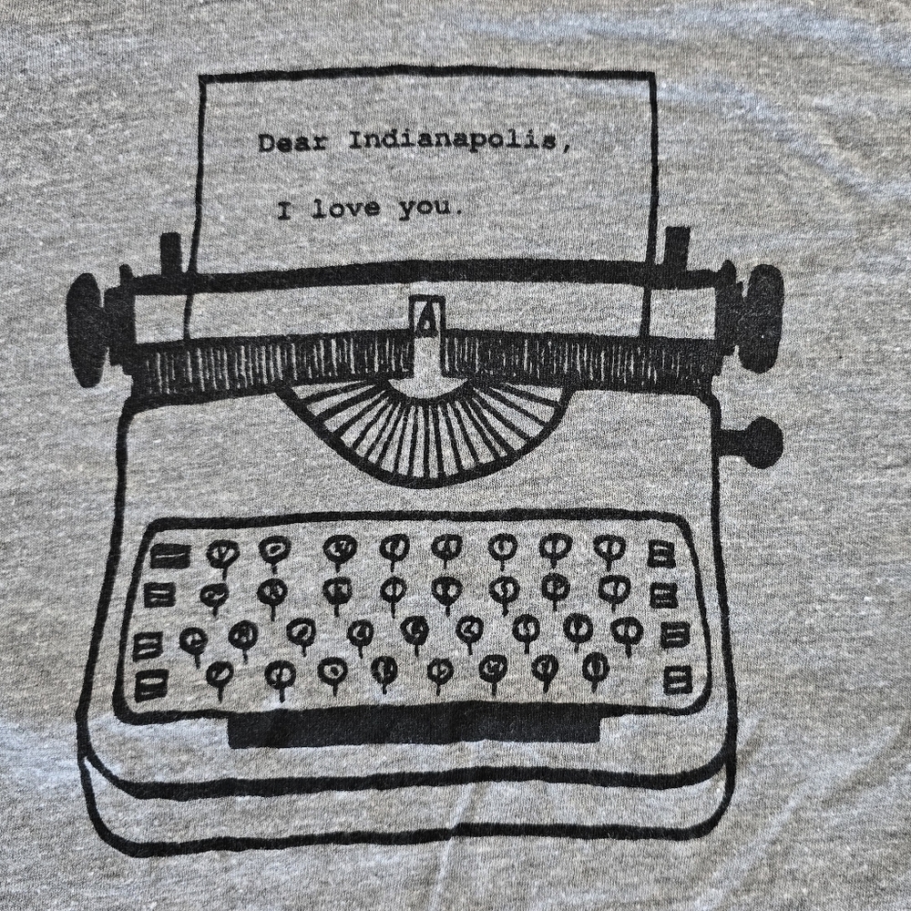 Indianapolis Short-Sleeve Fitted T-Shirt with Vintage Typewriter - XS